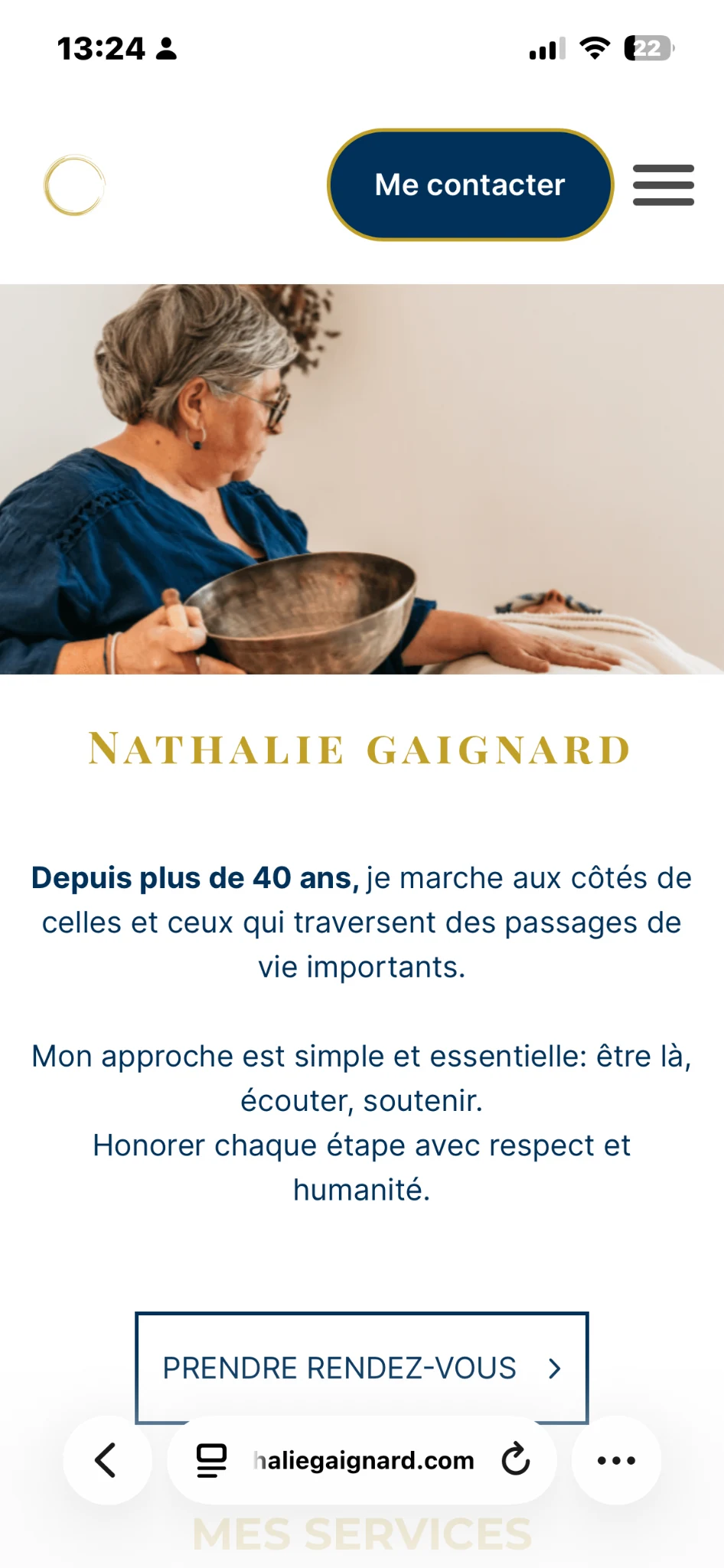 Aperçu mobile du site Nathalie Gaignard